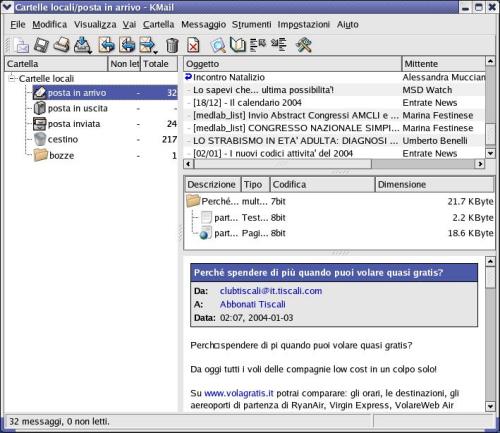 Finestra di Kmail