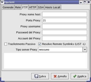 Configurazione gFTP