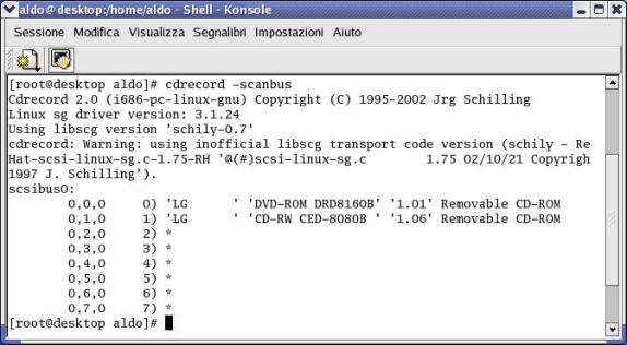 cdrecord -scanbus